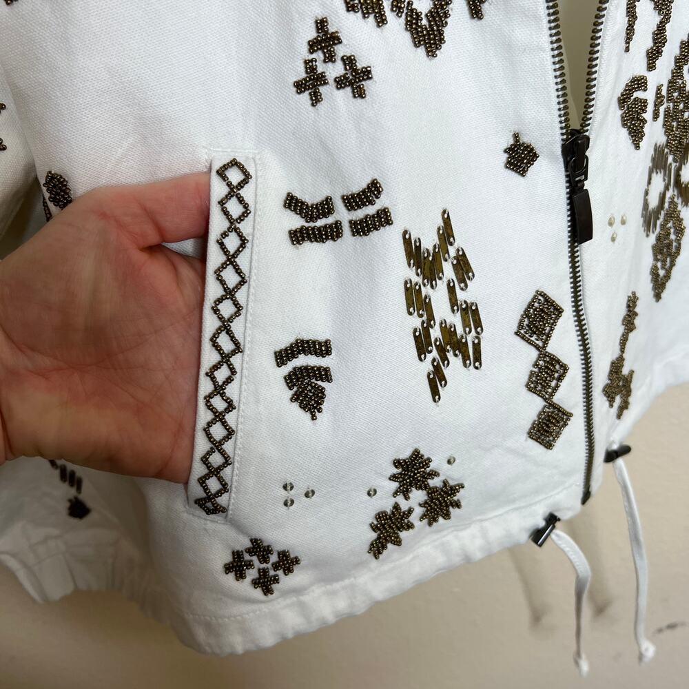 Chicos Aztec Embellished Bamber White Jacket 2 NWT - Picture 3 of 12
